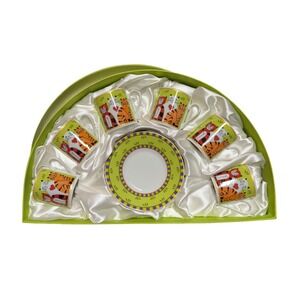 Classic Coffee & Tea Cat Espresso Demitasse Cups & Saucers Serving Set of 6